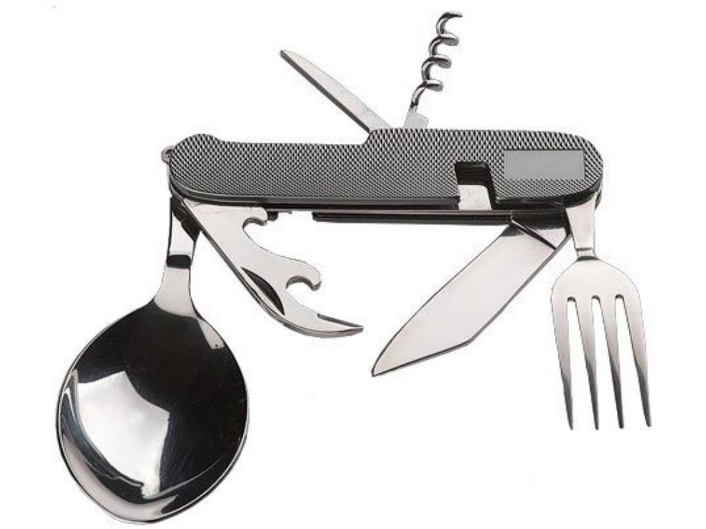 Фото Нож-трансформер туристический (нож,ложка,вилка,штопор,открывашка) MC05-224