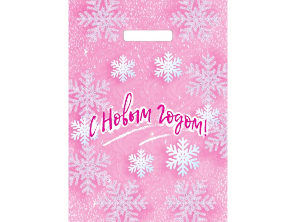 Фото Пакет с выруб.ручкой 29*40 "Снежинки на розовом" ВУР57023