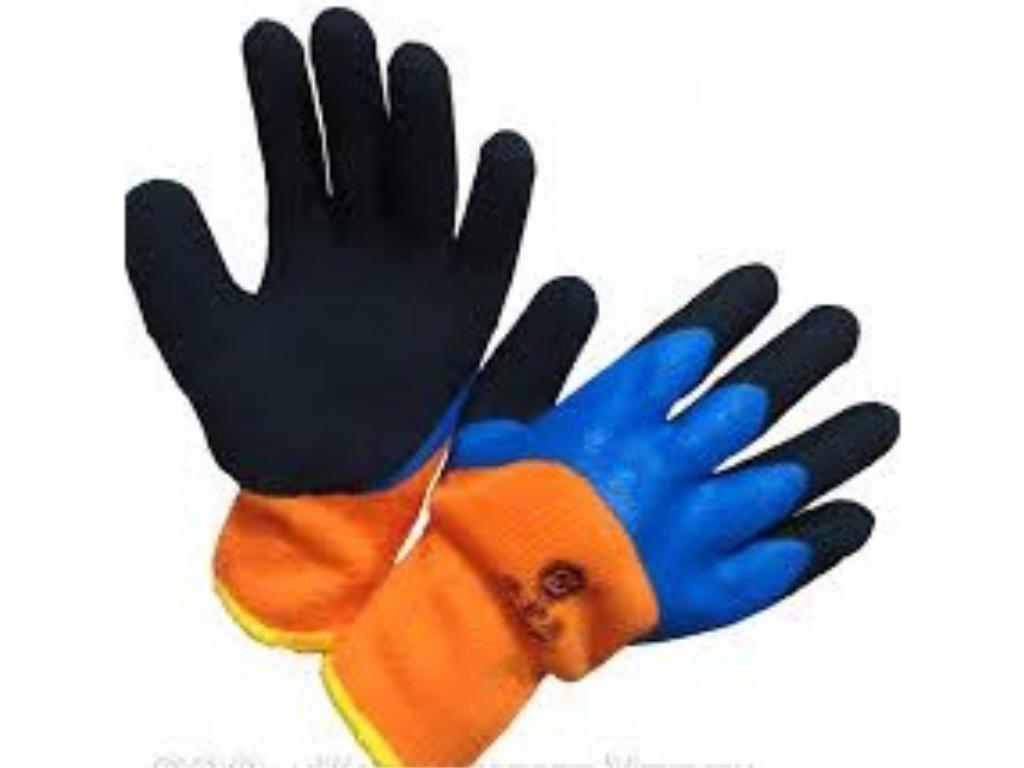 Фото Перчатки утепленные прорезиненные (сине-оранжевые) 300#  